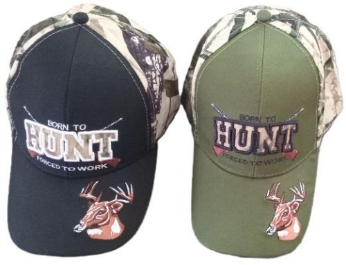 Green Black Born to Hunt Caps
