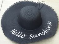 Straw Floppy Hat with Writing