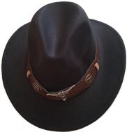 Buckle Belt Felt Cowboy Hat Black