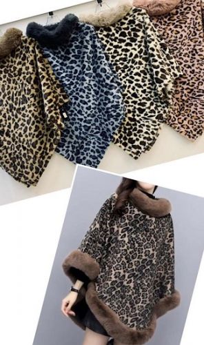 Winter Fur Collar Leopard Ponchos