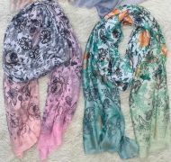 Shades of Green Flower Print Scarf