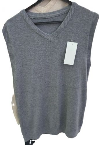 Grey Mens V Neck Pullover Jersey