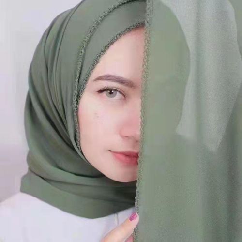 Lace Edge Chiffon Head Scarves Pack 12