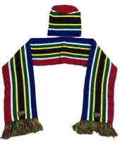 Knitted Striped SA Flag Scarf and Beanie Hat Set