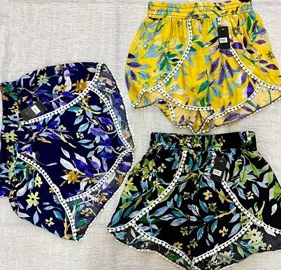 Leaf Printed Cotton Shorts