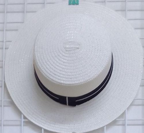 White Straw Boater Hat