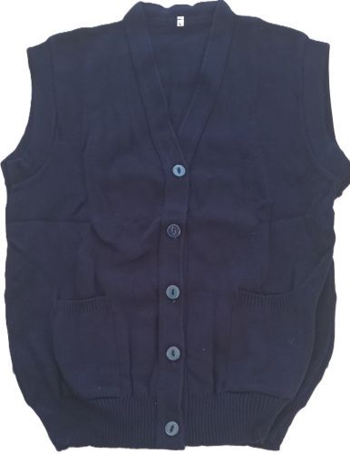 Navy Blue Sleeveless Cardigan Jersey