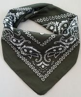 Olive Green Paisley Bandanas Pack 12