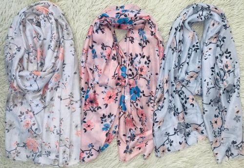Soft Pink Floral Cotton Scarf