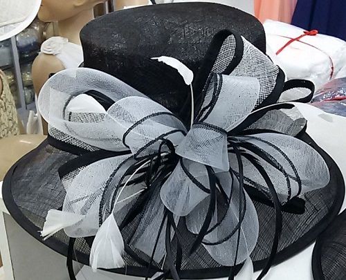 White Black Bowknot Sinamay Hat
